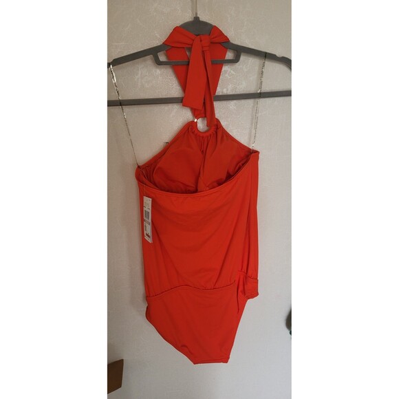 Michael Kors Women's Poppy Logo Ring Halter Blouson One Piece Swimsuit Size 6 - Picture 5 of 6